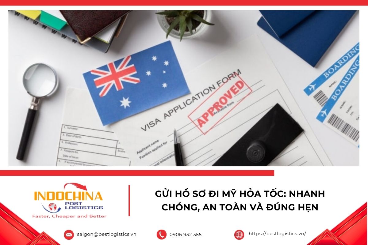 Gửi hồ sơ đi Mỹ hỏa tốc bằng dịch vụ chuyển phát nhanh quốc tế, đảm bảo an toàn, đúng thời gian và theo dõi hành trình dễ dàng.