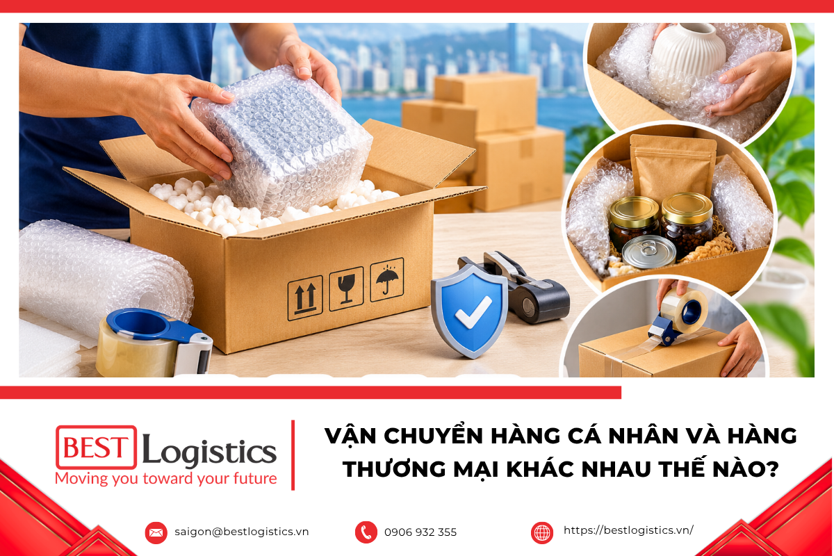 Sự khác nhau giữa vận chuyển hàng cá nhân và hàng thương mại về mục đích, quy định, chứng từ, thủ tục hải quan và chọn hình thức vận chuyển