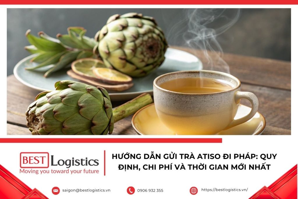 Gửi trà atiso đi Pháp bằng dịch vụ vận chuyển quốc tế, đảm bảo đúng quy định nhập khẩu, đóng gói an toàn và giao hàng nhanh.